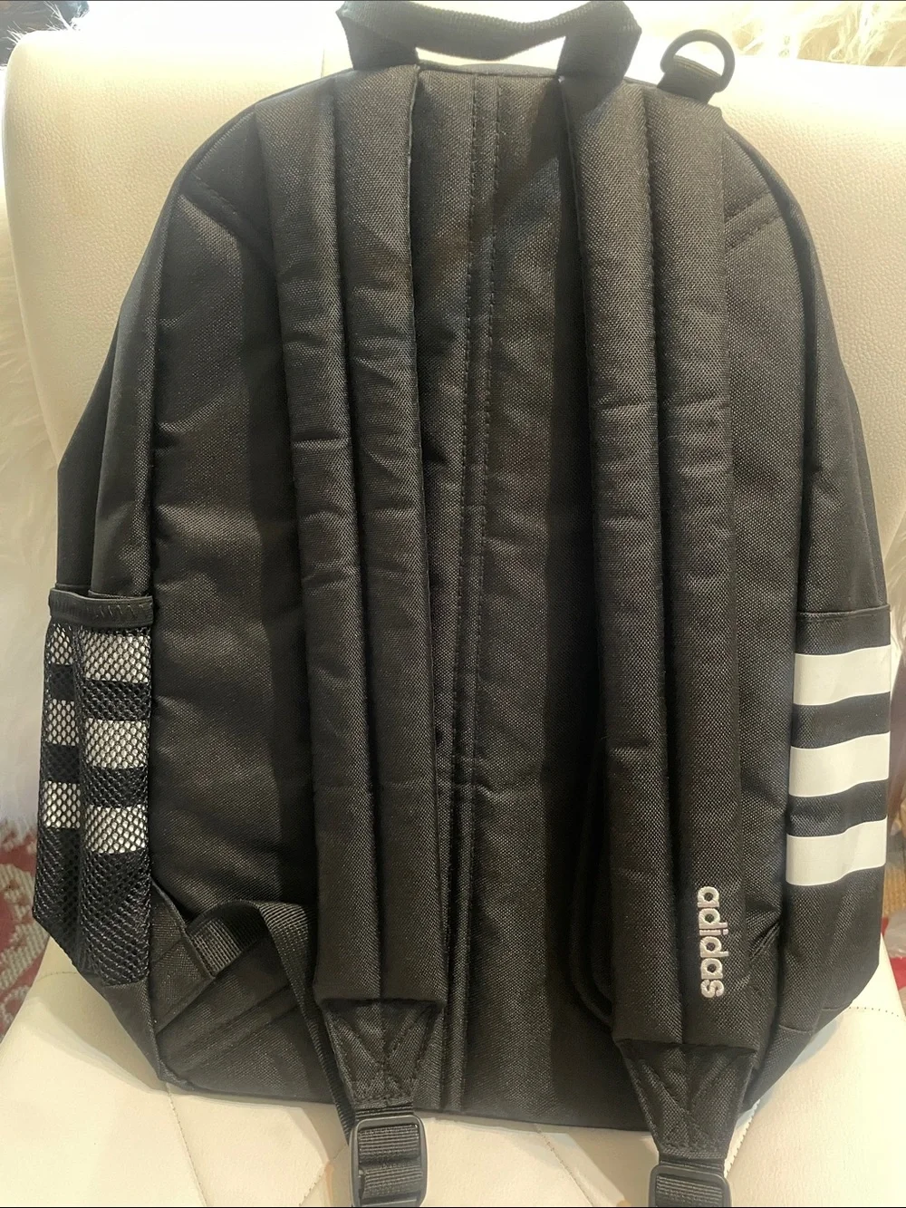 adidas Black and White 3-Stripes Backpack